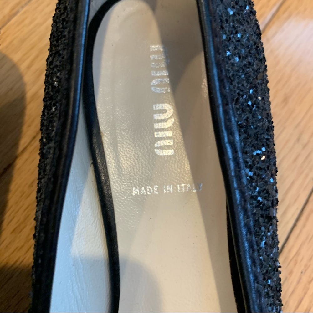 Miu Miu Round Toe Sparkly Kitten Heel Shoes Sz 38 - image 5
